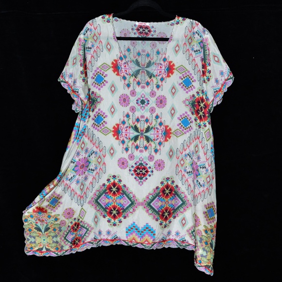 Johnny Was Dresses & Skirts - Johnny Was Silk dress tunic blouse Boho  Sz XL